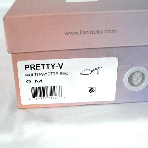 Lisa Vicky Women's Pretty-V Multi Payette Sequin Slide Sandal Size 9M NIB - Picture 6 of 6